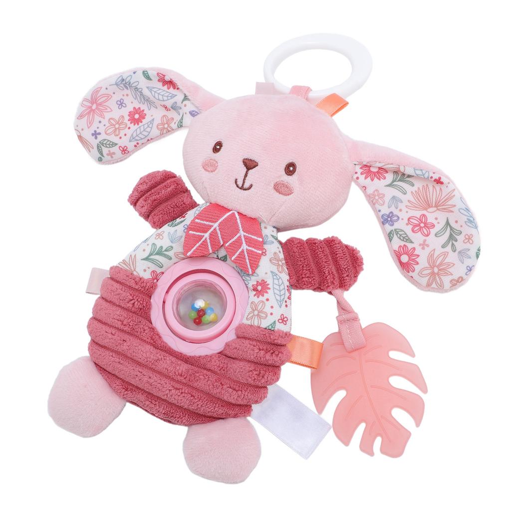 Pink Baby Plush Hanging Toy Cute Cartoon Portable Stroller Activity Toy for Baby Cribs and Cars