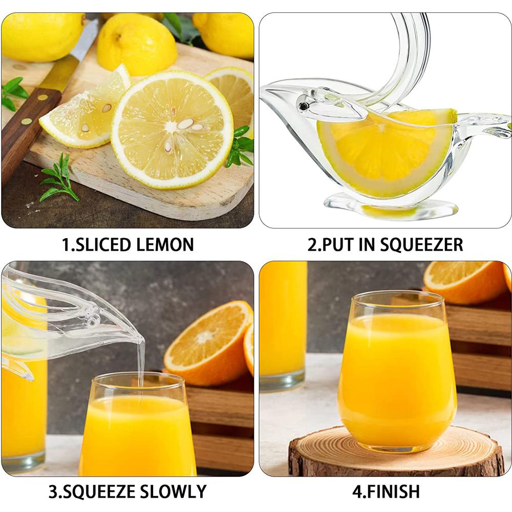 Manual Lemon Squeezer Bird Acrylic Lemon Slice Squeezer Portable Transparent Fruit Juicer Hand Juicer for Orange Lemon Lime Y202