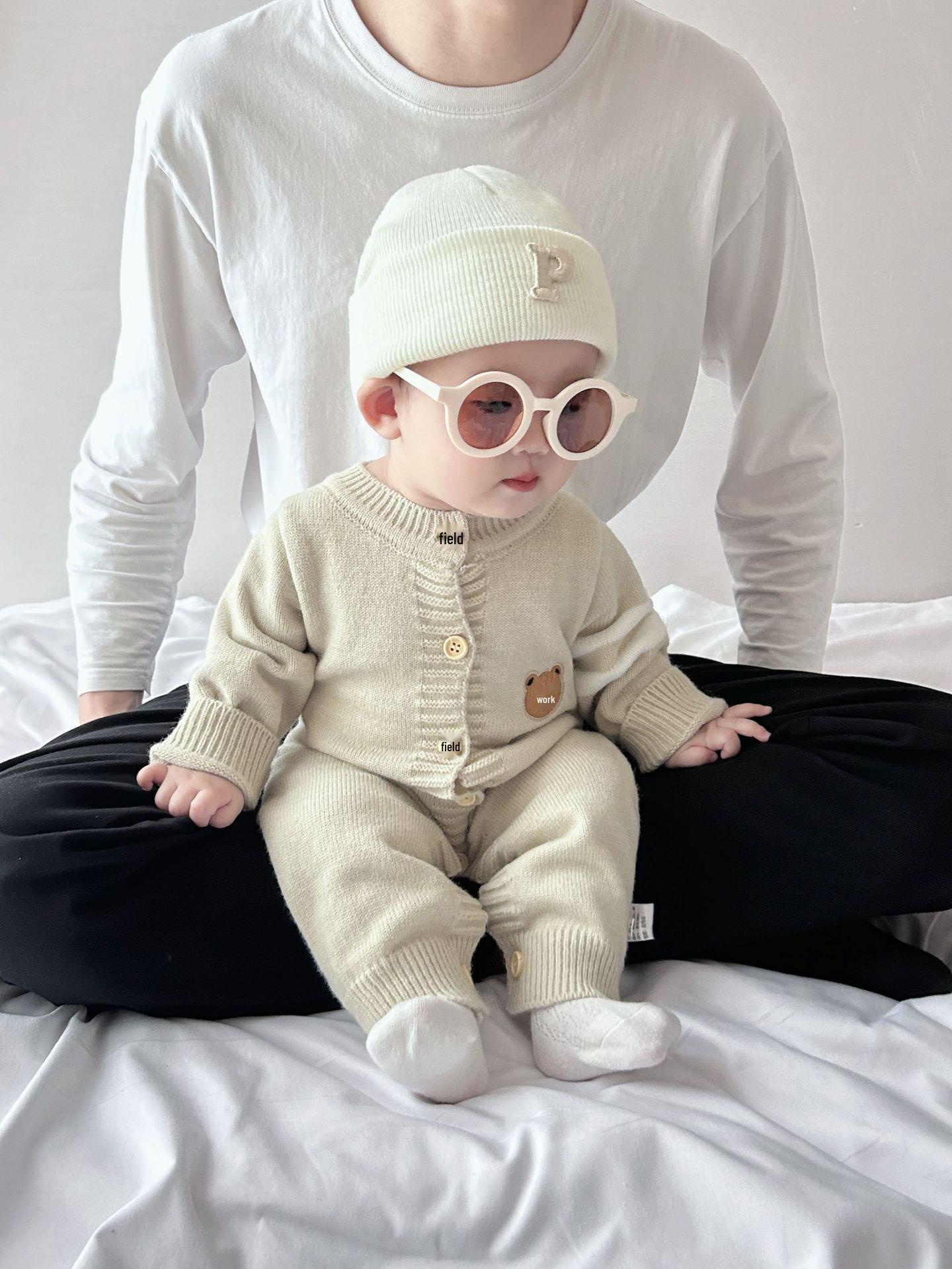 

Детский свитер-ромпер в корейском стиле: Весенний вязаный ползунок для мальчиков и девочек 66 cm