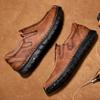 Mocasines marrones para hombre, zapatos de senderismo, sin cordones, hechos a mano, informales, de cuero, anchos, para exteriores, para papá, talla grande