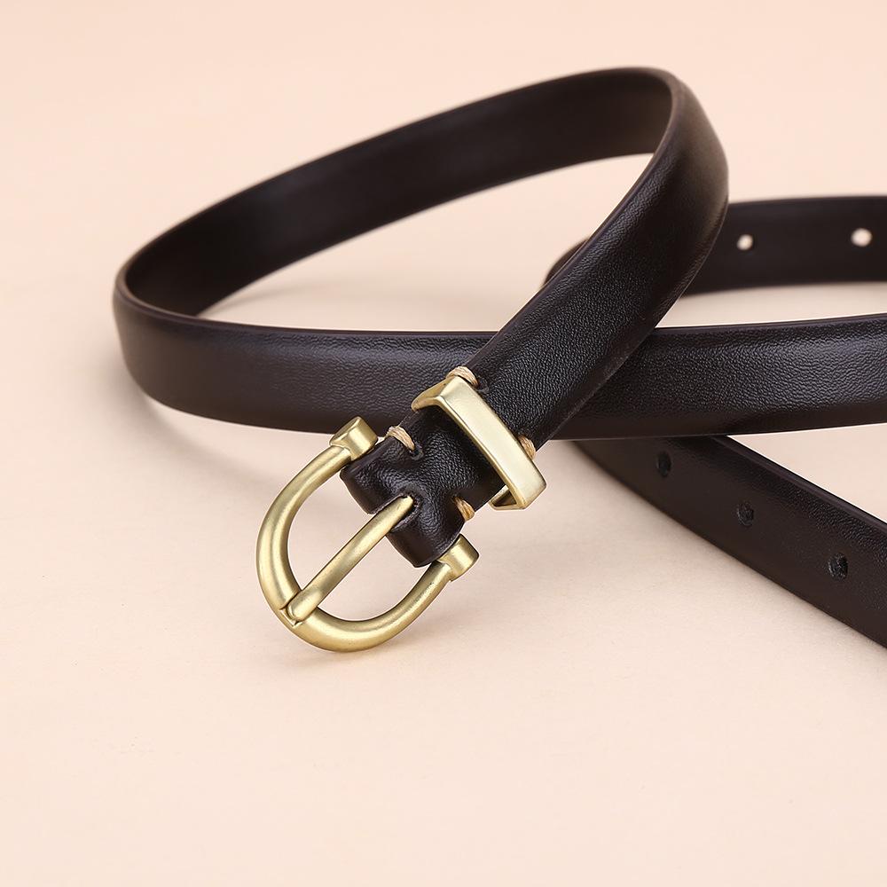 Women'S Belt Pin Buckle Belt Women'S Pure Cowhide Simple Denim Suit Culottes With Women