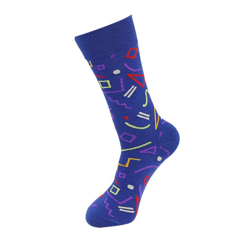 Men's Large Size New Colorful Geometric Pattern Sport Tube Socks