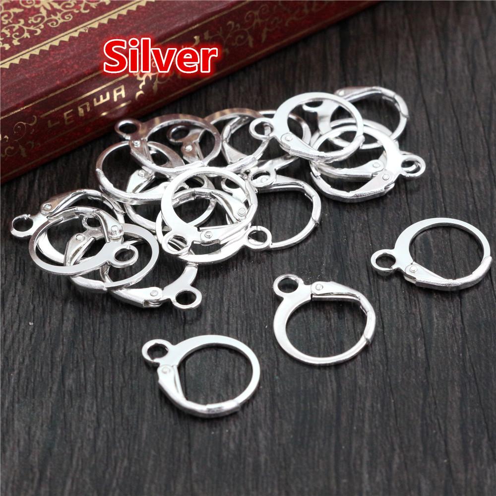 14x12mm 30pcs High Quality Silver Plated Rose Gold Color Rhodium Plated Brass French Earring Hooks Wire Settings Base Whole Sale