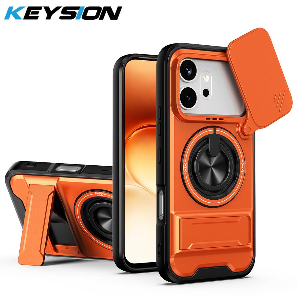 

KEYSION Magnetic Phone Case for HONOR 600 600 Pro 5G Slide Camera Protection Upright Kickstand 360° Ring Shockproof Back Cover for Honor 600 оранжевый