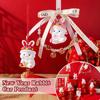 2024 New Year Rabbit Car Pendant Car Mirror Cute Rabbit Decoration Ornament Hanging Valentine's Day Gift Automotive Interior