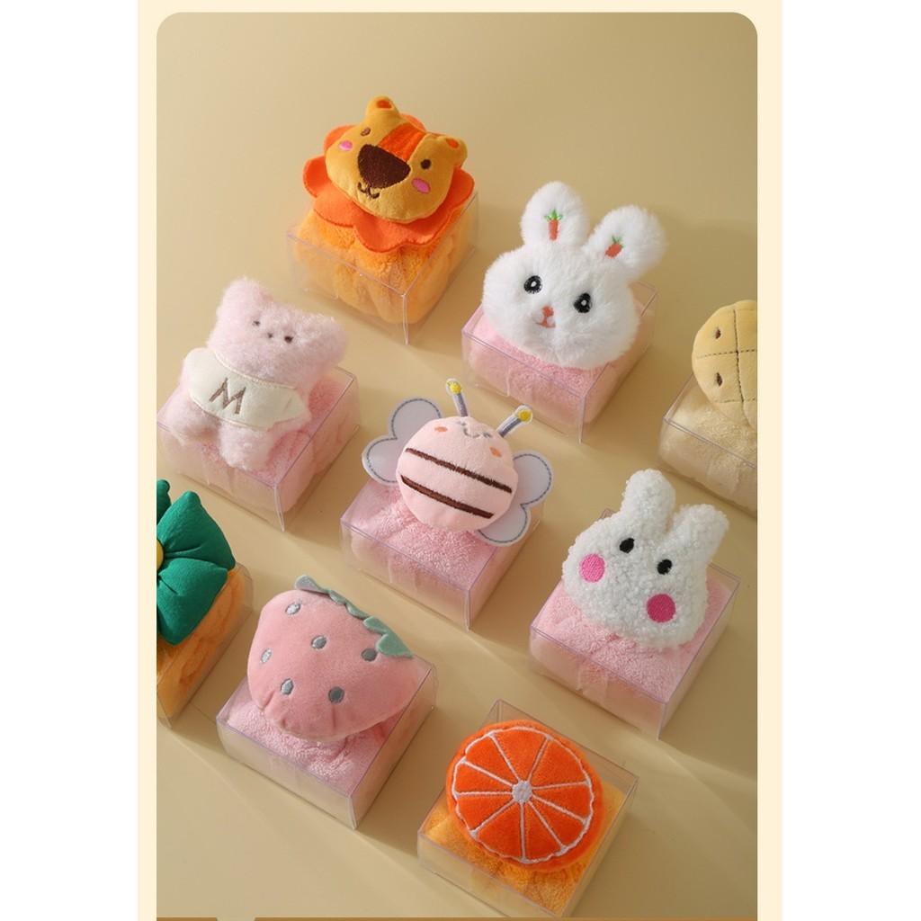Gift Towel Creative Hand Towel Cartoon Animal Children's Square Towel Tulip Small Towel Gift Box Figurine