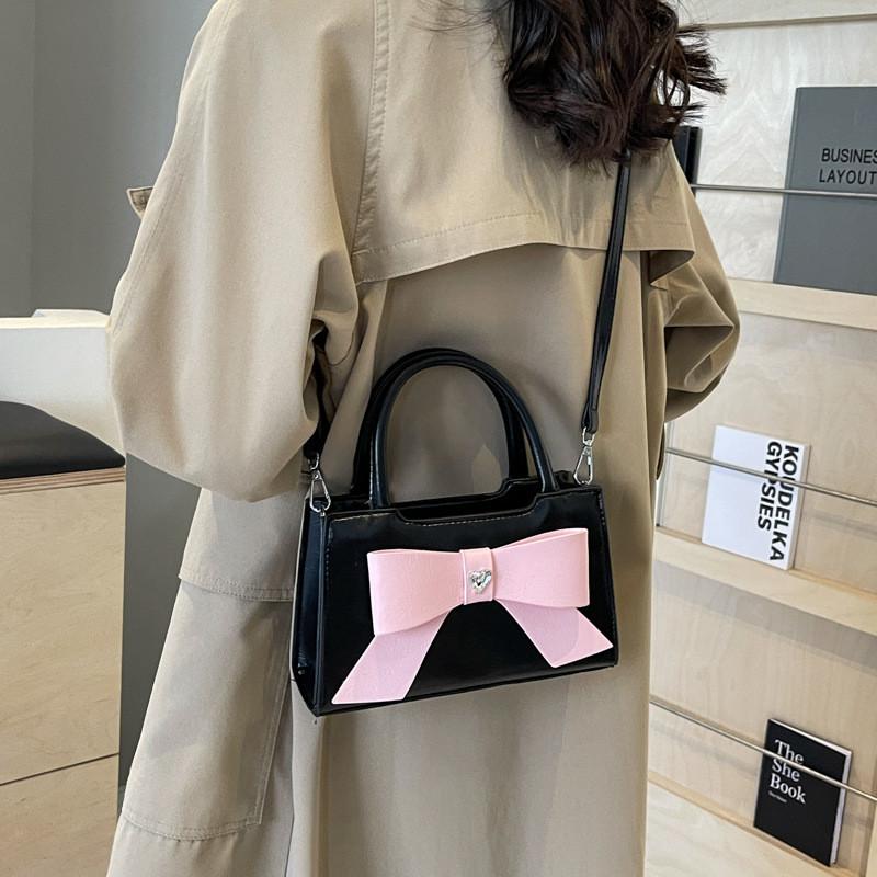 Ielgy Korean Version Fashion Handbag Trendy Sweet Style Bow Small Square Bag Niche Shoulder Messenger Bag
