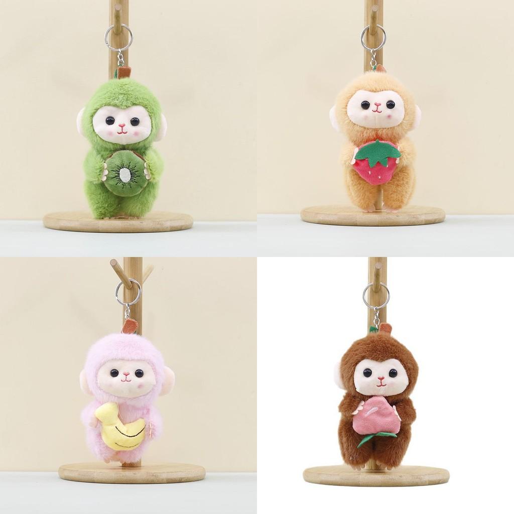 Cute Fruit Monkey Plush Keychain Cartoon Monkey Toy And Keyring Accessory Gift
