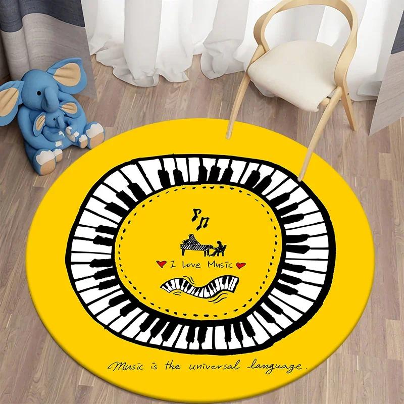 Music Note Round Carpet for Living Room Area Rugs Kids Carpets Non-slip Floor Mat for Kids Bedroom Carpet Children's Play Mats