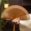 Chinese Style Hanfu Portable Mini Folding Fan, Solid Color, Hollow Carving, Elegant, Summer Daily Use Small Fan