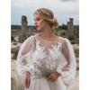 New Women's Round Neck Puff Sleeve Mesh Embroidered Tulle Dress Wedding Party Dress