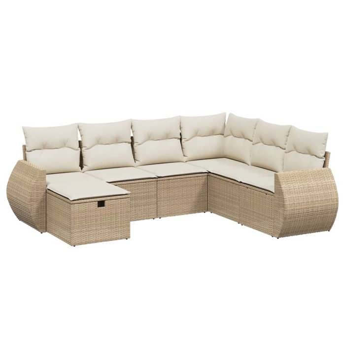 VidaXL Garden Lounge Set with Cushions 7 Pcs, Patio Sofas, Patio Furniture Set, Outdoor Furniture, Beige 3264144