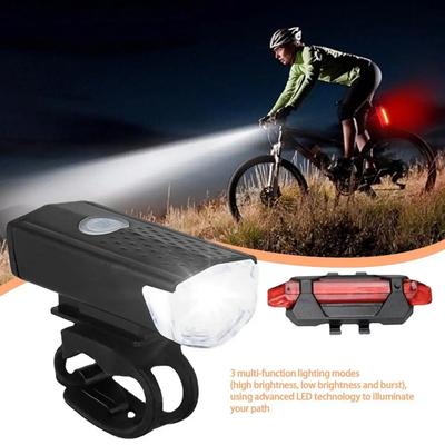 Juego de Luces para Bicicleta Recargable por USB Luz Delantera Luz Trasera Roja Fácil de Instalar 3 Modos Accesorios para Bicicleta para la Bicicleta