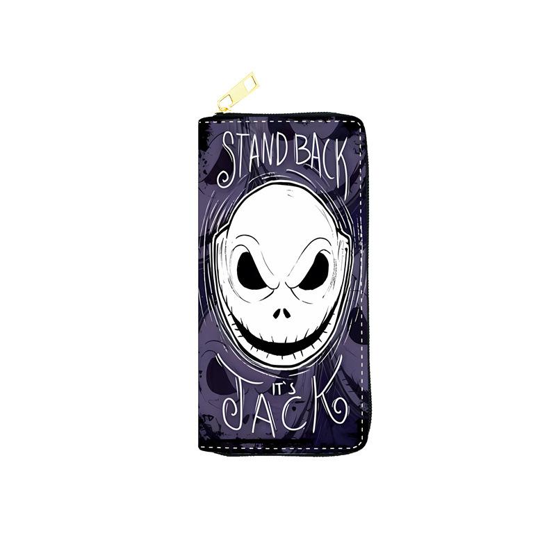 Nightmare Before Christmas PU Wallet Women Long Zip Clutch Cosmetic Bag Jack Skellington Print 3pcs