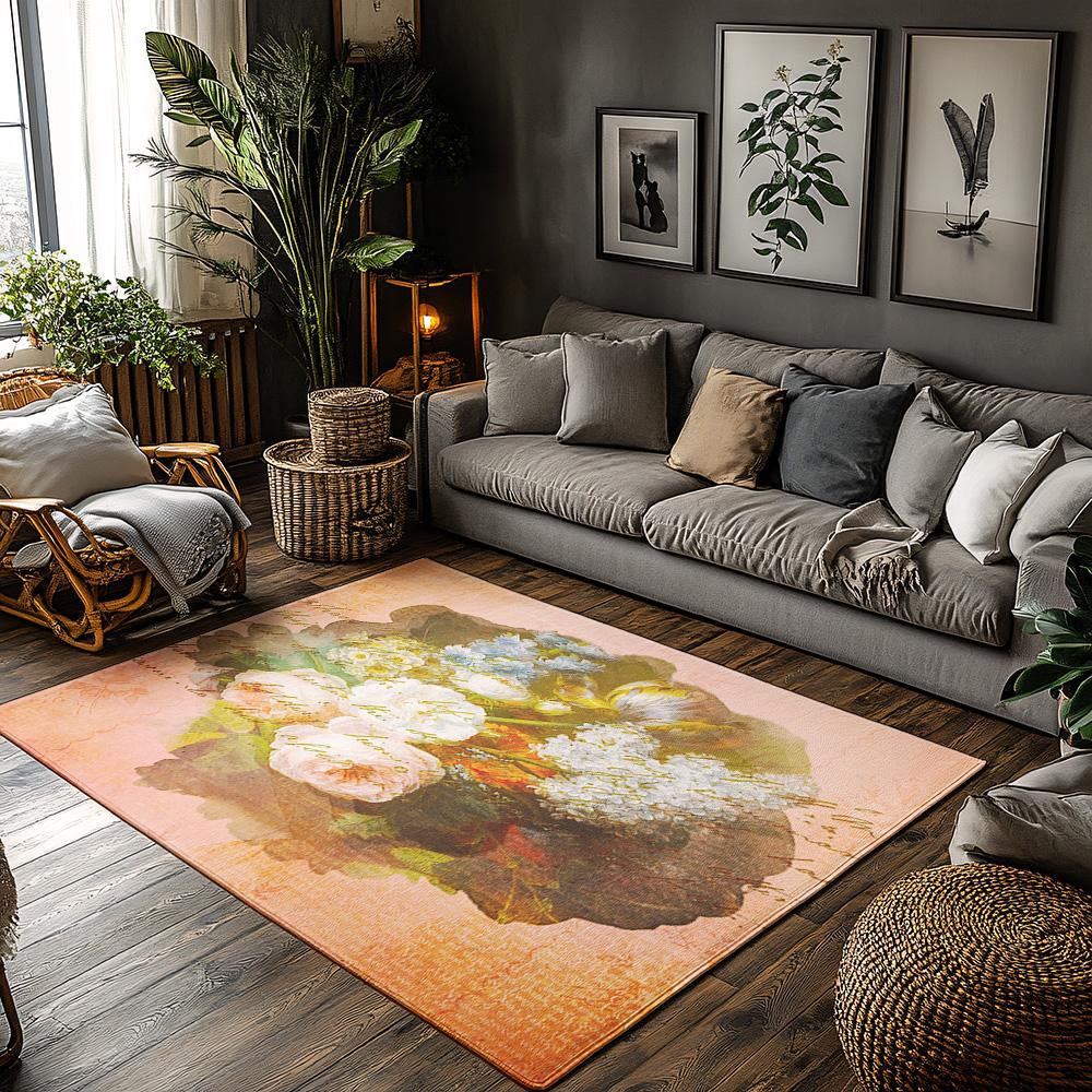 

Elegant Floral Doormat Washable Indoor Outdoor Rug Entryway Mat Home Decor Welcome Mat Non Slip Area Rug Modern Farmhouse Style 50x 80cm