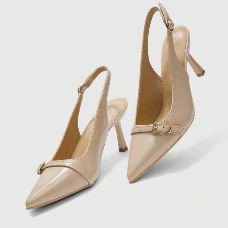 Fashion Baotou Sandals Women's Fashion Pointed Toe Shallow Mouth One Strap Anti-slip Wear-resistant High Heels