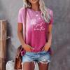 Summer Gradient Dandelion Pattern Printed Women's T-shirts Fashionable Street Round Neck Straight Tube Short Sleeved Top