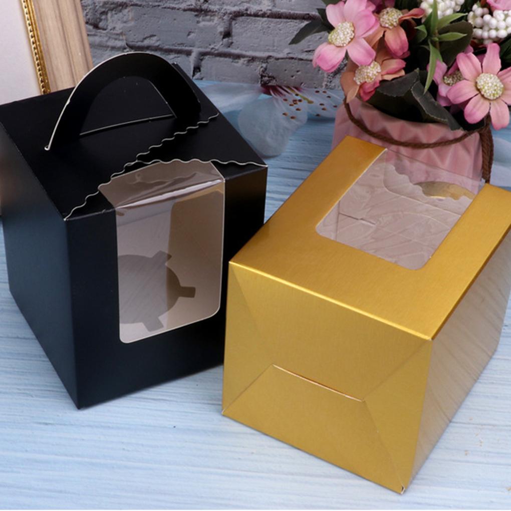 Cutii pentru cupcake cu mâner și inserție pentru fereastră Recipiente portabile pentru produse de patiserie Cutii pentru cupcakes individuale