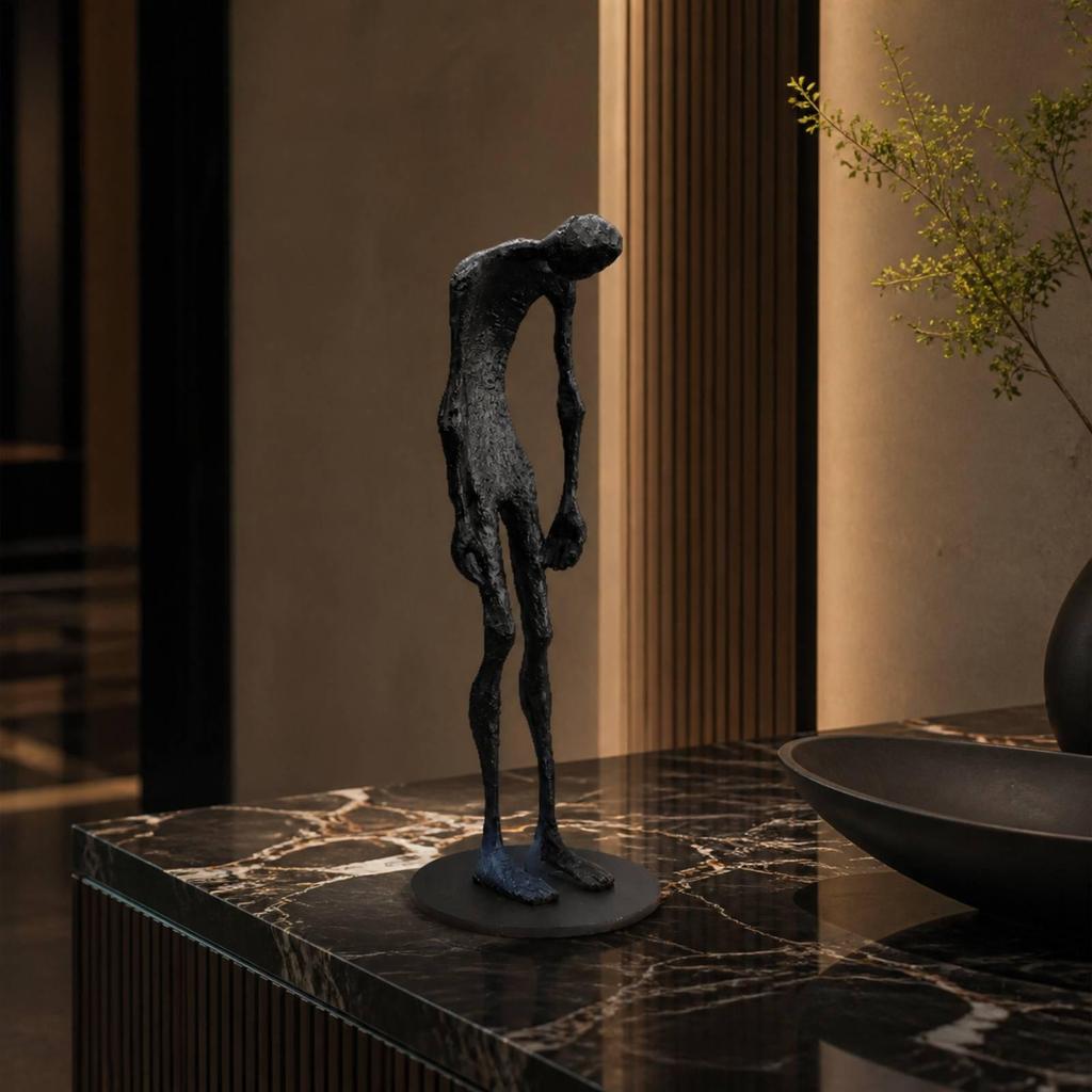 Cast Iron Human-Figure Sculpture Modern for Entryway