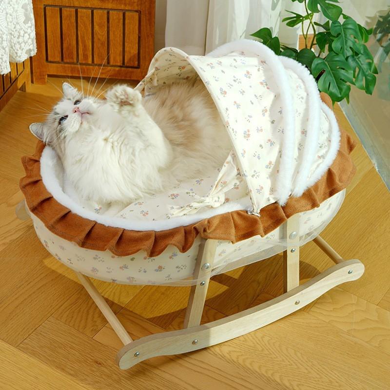 French-Style Cat Bed With Removable Cover Multi-Function Pet Cradle Indoor Cats Soft Nest British Shorthair Ragdoll