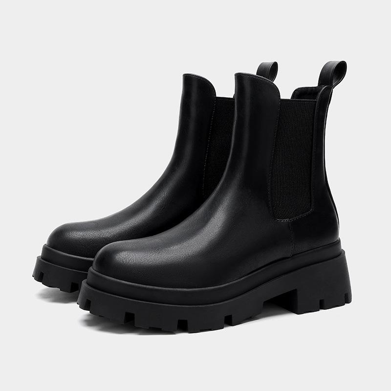 

ZA2025 Women s Round Toe Chelsea Boots with Thick Sole & Elastic Ankle, Autumn/Winter Collection. 39 чорний