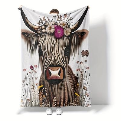 1pc Highland Cattle Blanket Skin-Friendly Soft Blanket Flannel Blanket 2025 New for Bithday Gift Home Sofa Chair Decoration