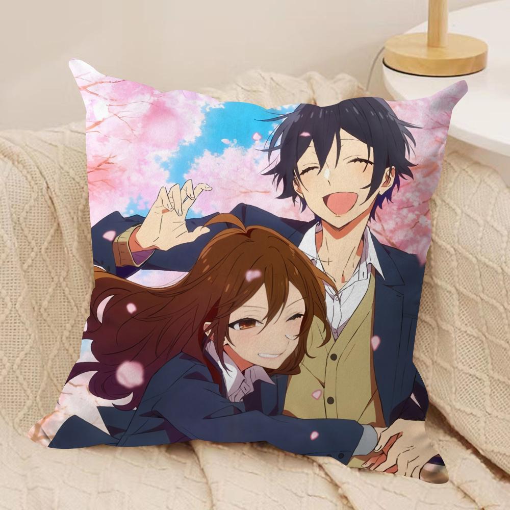 Cartoon H-Horimiya Anime Cushion Cover Soft Plush Double-Sided Printed Sofa Pillow Cushion Cover | All-Season Durable Decor Gift