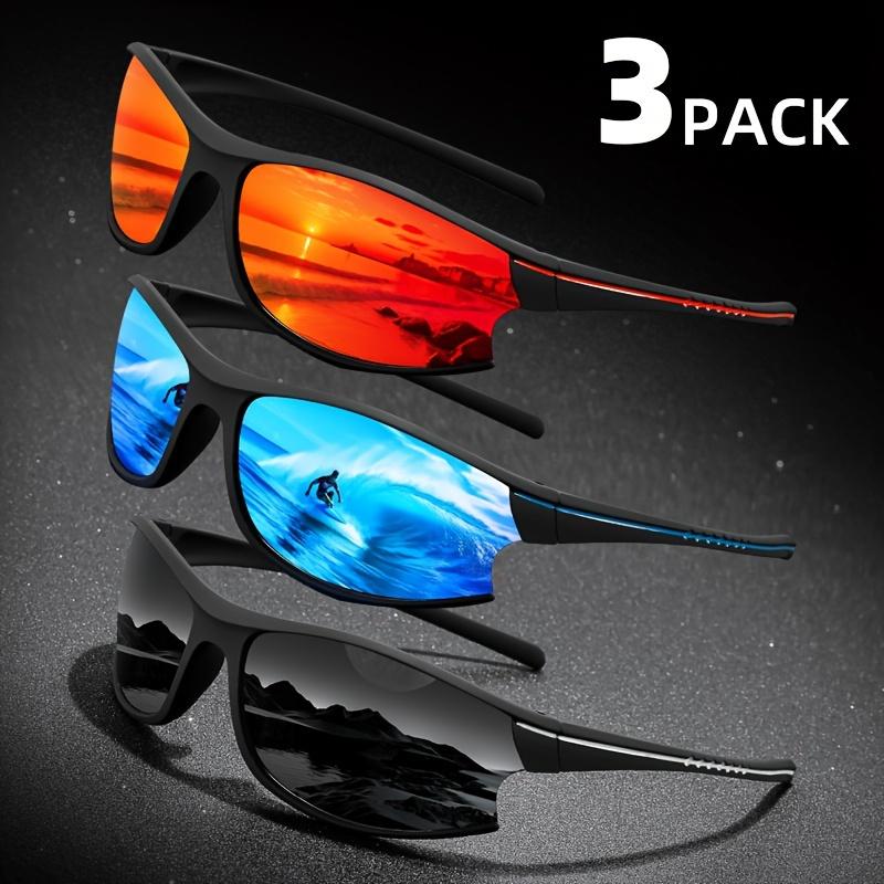 3-pack polarized sports sunglasses for men, PC frame & lens, half frame design, UV protection, for climbing, racing