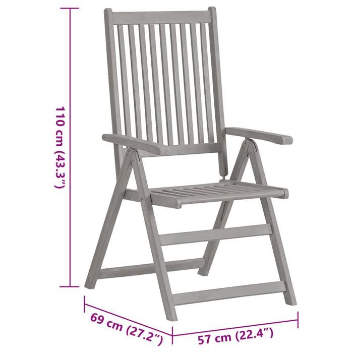 VidaXL Lot de 4 Chaises Inclinables de Jardin avec Coussins, Sièges de Terrasse, Chaises de Salle à Manger, Meubles de Patio 3065381