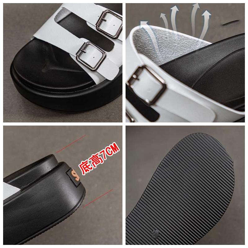 Fujin 7 см новые женские тапочки из натуральной коровьей кожи с синтетическим принтом — фото 3