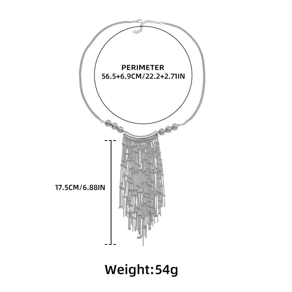 Übertriebene Persönlichkeit Geometrischer Kreis Mehrschichtige Wasserfall Metallquaste Kette Perlenketten für Frauen Atmosphäre Schmuck