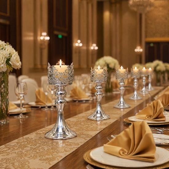 Huaqianguhh Candle Holder, European Style Crown Metal Candlestick, Decorative Holder for Dinner Room Table Centerpiece Mantel Wedding Party Decor