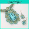 Personalized Jewelry Set With Mixed Material Crystal Drop Earrings And Statement Necklace For Teens