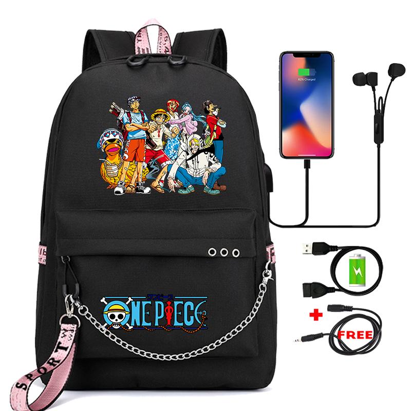Anime One Piece Bookbag Teenage Backpack Unisex School Bag for Boy Girl Cartoon Printing Laptop Bagpack Back To School