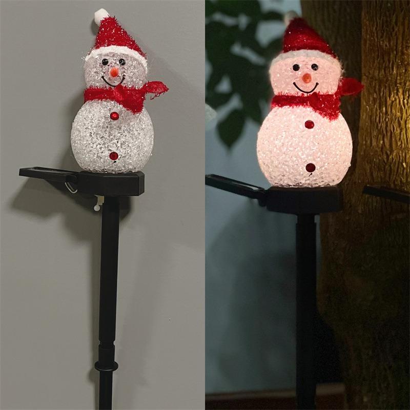 Solar Schneemann Weihnachtsbeleuchtung für Außendekoration Solarbetriebene Schneemann Gartenstecker Lichter für Weihnachten und Garten