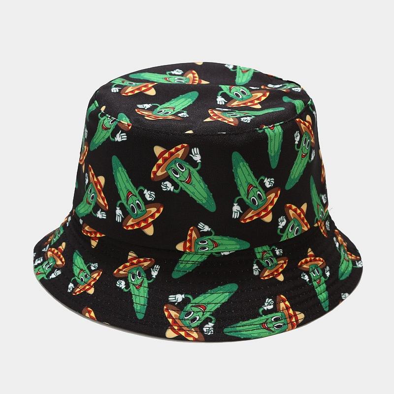 Sombrero de pescador con estampado creativo de vegetales para mujer, sombrero para el sol para exteriores, de verano, versátil