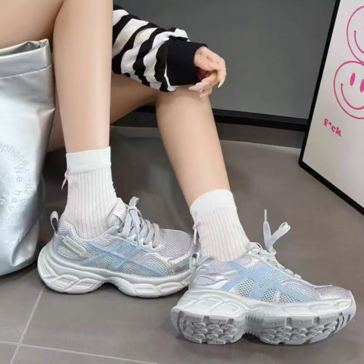 Weiche Leder Plateau Dad Shoes Sommer Neu Einzelnetz Atmungsaktiv Sportlich Lässig Schuhe Leichte Laufschuhe