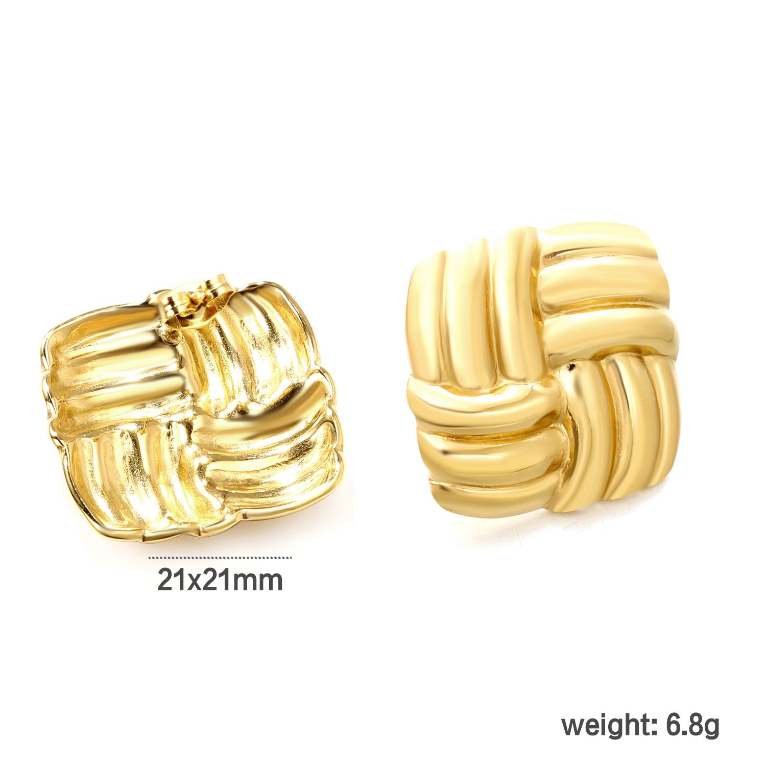 

Square Knitted Stainless Steel Stud Earrings Niche Creative Personality Jewelry Girls Fashion High-end Party Accessories Gifting