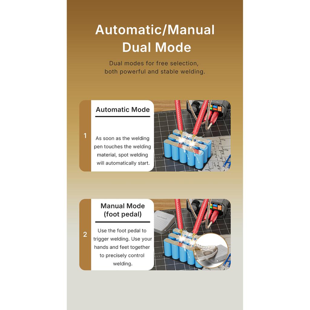 Spot Welder 10000W Double Pulse Smart Welding Machine with LCD Screen 1200A Output Power Portable ABS Shell for Button