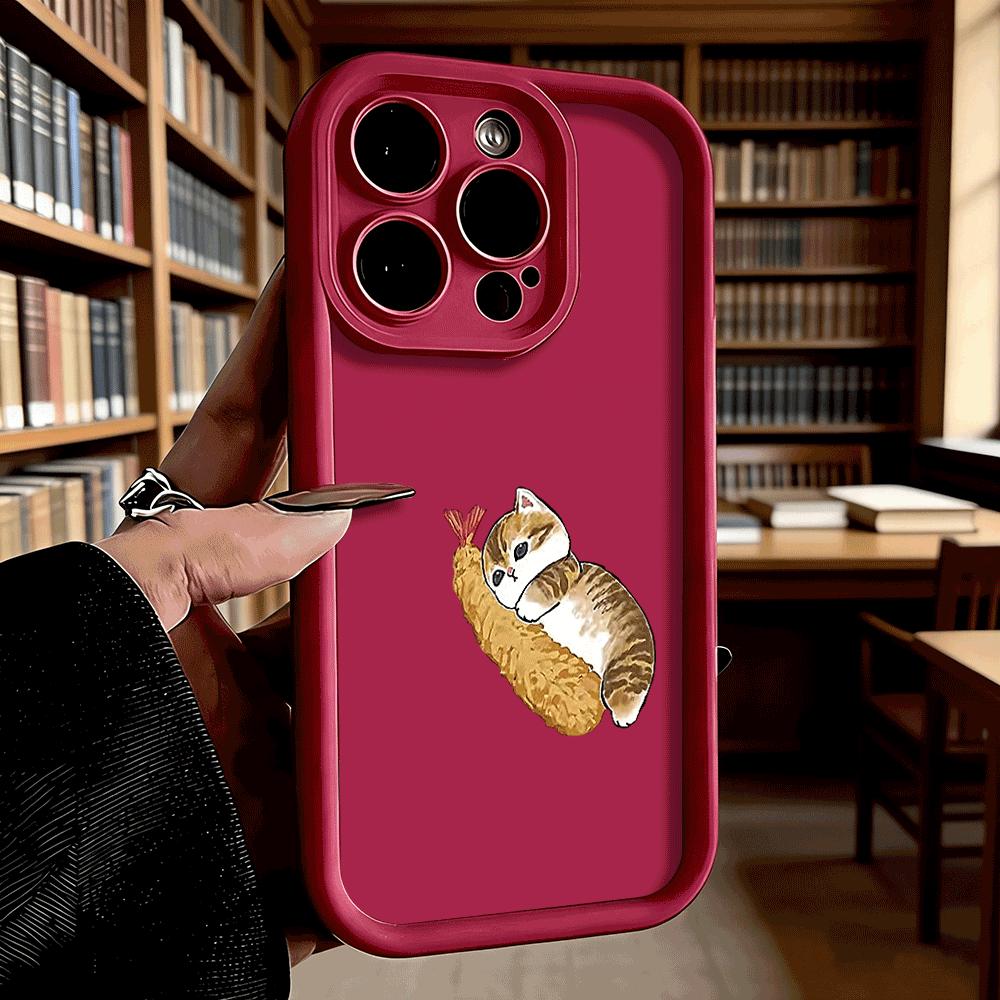 Cat Hugging Tempura Shrimp Soft TPU Shockproof Case For Xiaomi Redmi Note 15 14 13 12 11 Pro Anti-Fall Protective Back Cover