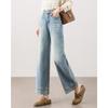 TERRE BLEUE Women's High-Waist Wide-Leg Straight Jeans