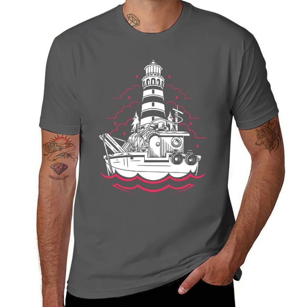 Boat Lighthouse TShirt Vintage Style Printed Top