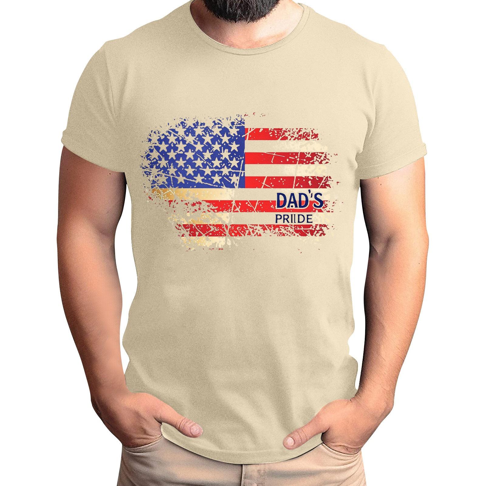 

Мужская футболка с принтом флага ко Дню отца, мужской свободный повседневный топ с коротким рукавом XL бежевый