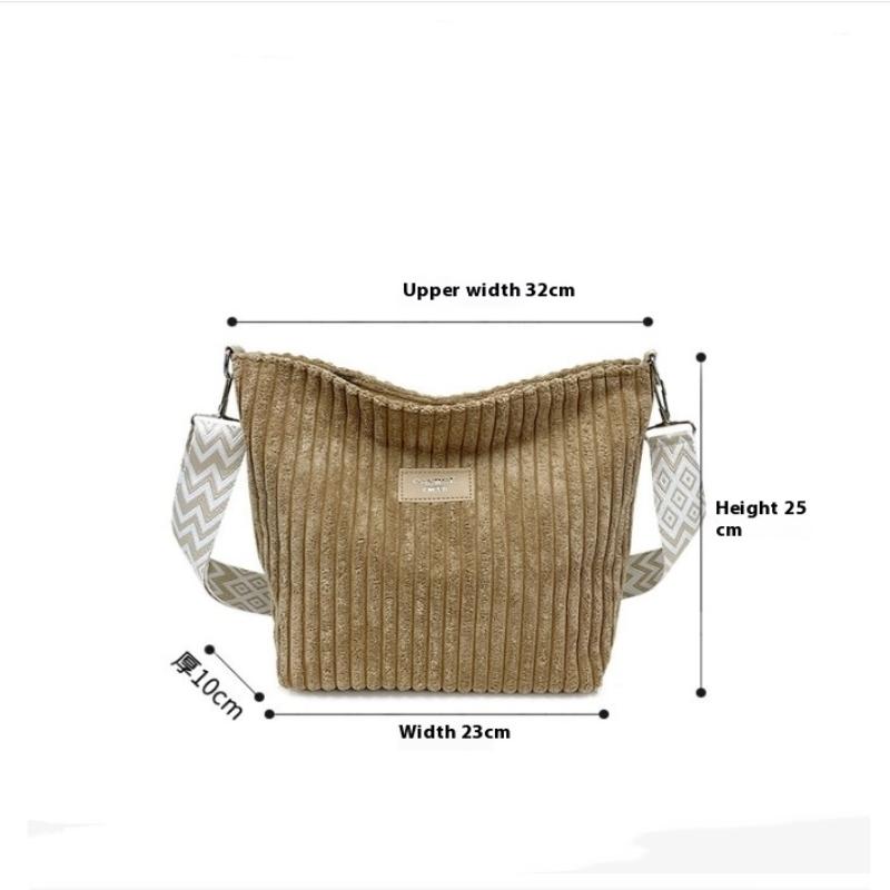 Casual Corduroy Crossbody Bag Large Capacity Commuter Women'S Tote Bag Simple  Single Shoulder Bag