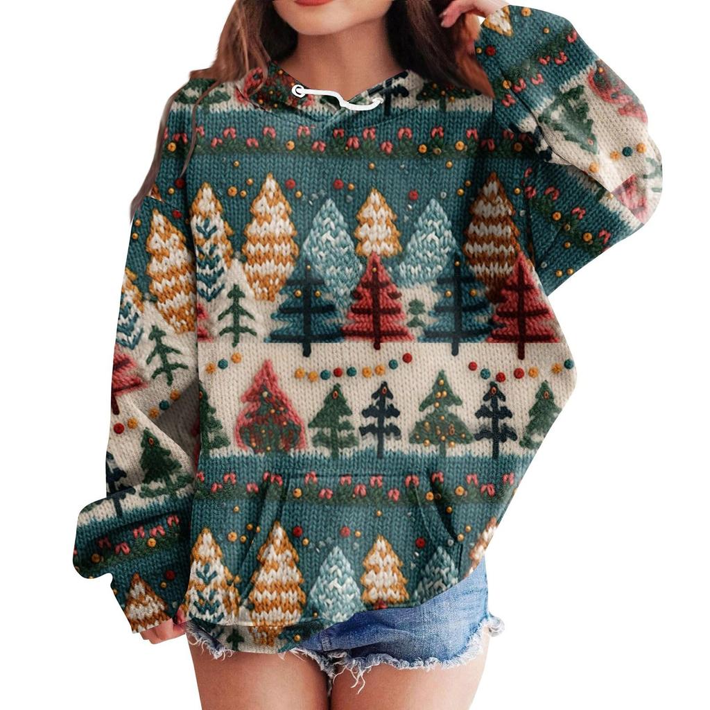 Children's Hoodies Loose Christmas Prints Hooded Sports Shirt Fashionable Sports Shirt