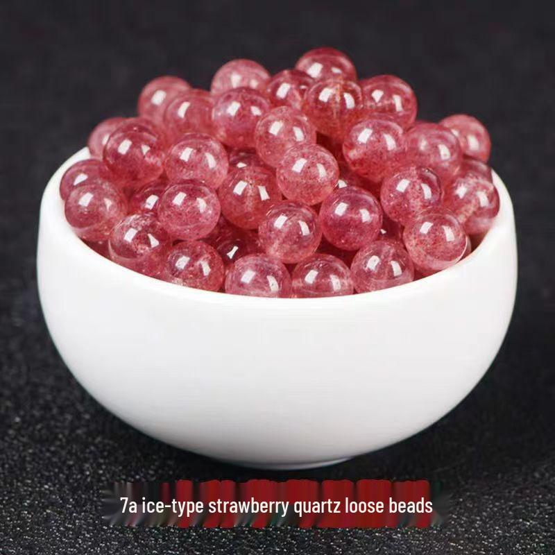 Authentic Natural Strawberry Quartz Crystal Beads for Jewelry: Round Loose Beads for Handmade Bracelets, Necklaces, Earrings, and Accessories 6mm