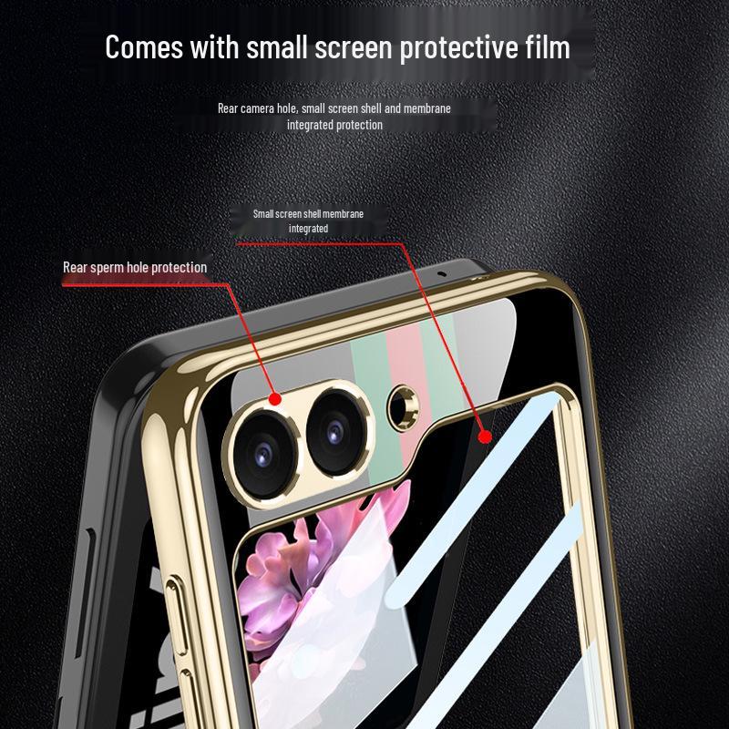 Samsung Z Flip6 Foldable Phone Case: Lightweight Glass Electroplating PC Hard Shell with Bare Metal Feel by GKK