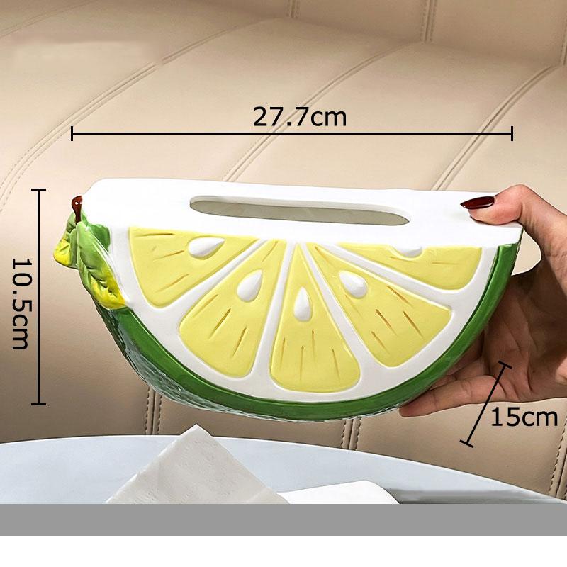 Creative Cute Lemon Shape Ceramic Tissue Box Coffee Table Desk Decoration Lemon Tissue Box Bedside Table Paper Towel Case