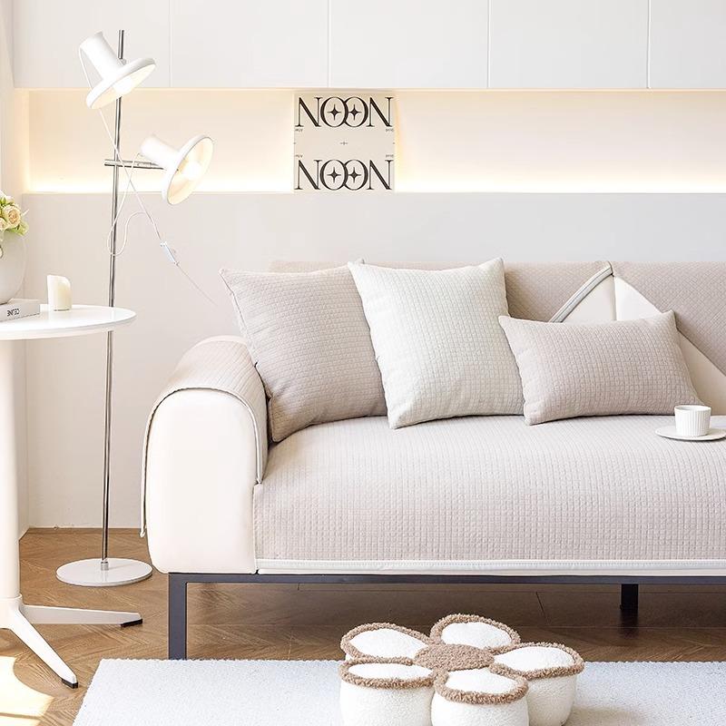 Universal Non-Slip Sofa Cushion Four Seasons Modern Armrest Backrest Towel Cover Simple Cream Sofa Towel Cloth 70*70cm
