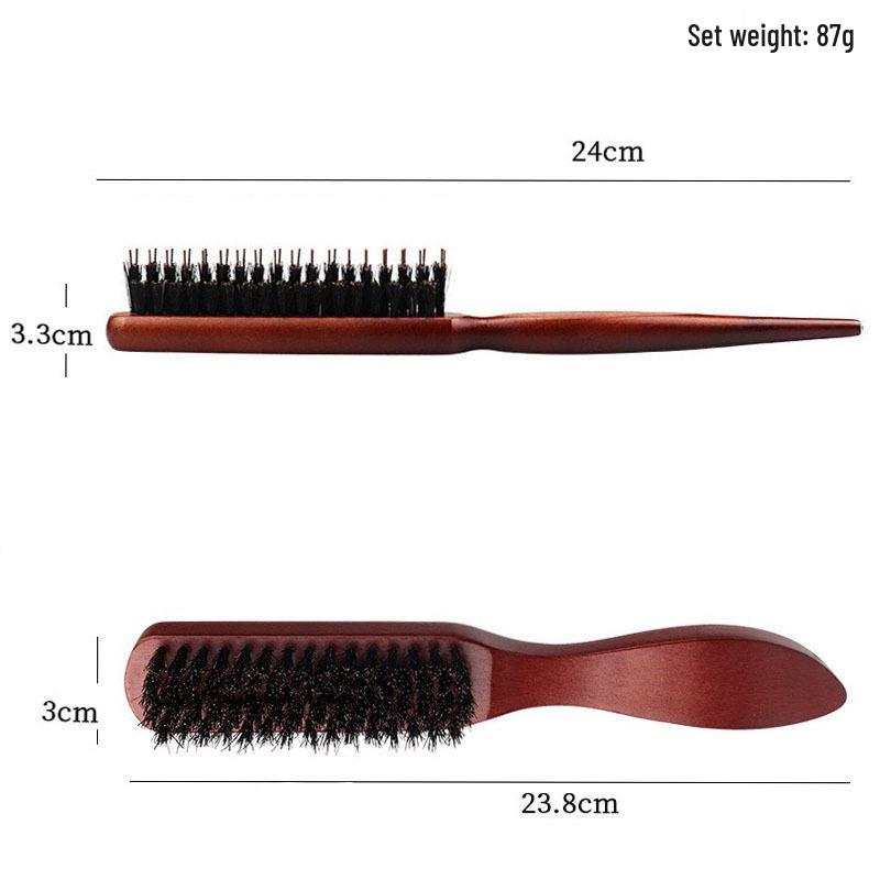 Three-Row Boar Bristle Nylon Teasing Comb and Smoothing Brush Set for Women